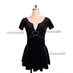 【送料無料】フィギュアスケート衣装 アイス衣装 ドレス 短袖 アイスダンス キラキラ 競技着 スタンダード 子供 大人 アイススケートドレス 練習着 スケートドレス 専用レオタード 試験 可