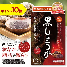 【期間中P10倍】ブラックジンジャー 62粒入り サプリメント ジンジャー 黒しょうが タブレット ポリメトキシフラボン 黒生姜 サプリ 脂肪燃焼 新陳代謝 黒しょうが 更年期 ダイエット サプリ 代謝アップ 漢方 おひさましょうが 遠藤食品 中年太り メタボ 脂肪 代謝