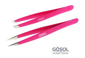 ゲーゾル（独）GOSOL ツイザー毛抜き（ピンク柄）斜め＆尖りの御買い得2個組セット【ゆうパケット便送料無料】