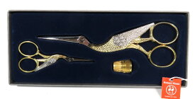 ゾーリンゲン ロバートクラス オリジナル コウノトリ鶴はさみ17cm & 9cm大小セット 金メッキ足 指ぬき付 何時までも”本物は美しい ” 化粧箱入【翌日配達】