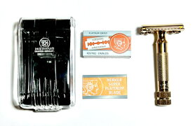 ゾーリンゲン メルクール髭剃り 334G 両刃ホルダー 24K金メッキ仕上げ、替刃11枚付 オリジナルプラケース入【送料無料】