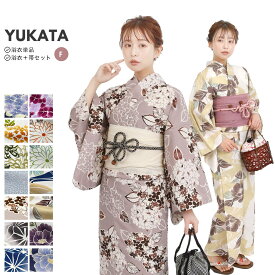 【スーパーSALE！全品ポイント2倍】浴衣 単品/帯セット レディース ポリエステル 浴衣 帯 フリーサイズ x3741 | 女性 婦人 レディース浴衣 ポリエステル浴衣 洗える浴衣 yukata ゆかた 帯浴衣セット セット