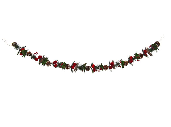 楽天市場 クリスマスガーランド150cm レッド 玄関 北欧 ナチュラル 手作り 赤 上品 高級 豪華 おしゃれ 飾り 装飾 壁 壁掛け 背景 スワッグ 天然素材 自然素材 松かさ 花 造花 インセチア ディスプレイ 店舗 ショップ 施設 パーティー クリスマスガーランド クリスマス