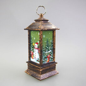LEDアンティーク暖炉風ランタン置物 サンタレッド&スノーマングリーン Sサイズ Mサイズ 卓上 テーブル 雑貨 置物 小さい 小さめ LEDライト 北欧 おしゃれ かわいい 玄関 部屋 アンティーク ランタン クリスマス デコレーション