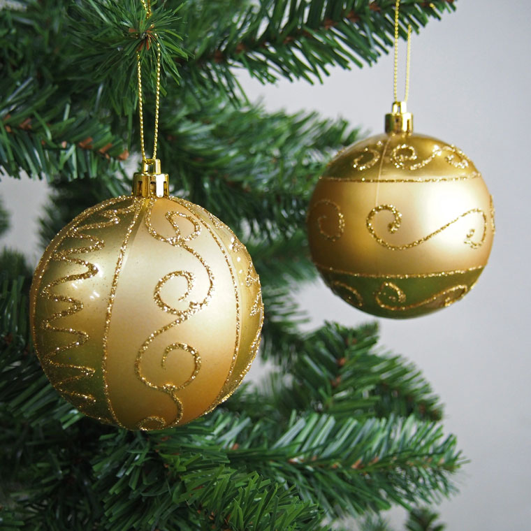８０ｍｍクリスマスオーナメントボール６個セット【クリスマスツリー飾り/レッド/ゴールド/ブラウン】 | クリスマス専門店　KOBE CRAFT