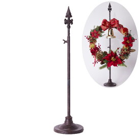 リーススタンド ポールアンティークブラウン クリスマス 玄関 部屋 北欧 おしゃれ 豪華 飾り 装飾 上品 ディスプレイ アイアン リースハンガー ハンギング リースハンギング インテリア 生花 造花 リーススタンド お祝い 記念日 イベント 母の日