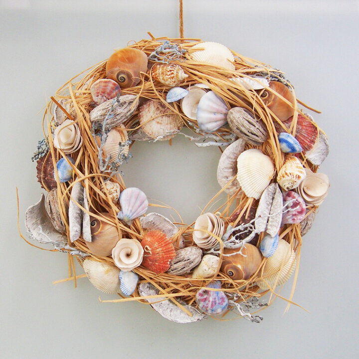 楽天市場 ナチュラルリース L サマーリース 令和デザイン 玄関 北欧 豪華 高級 おしゃれ 貝殻 夏 クリスマス専門店 Kobe Craft