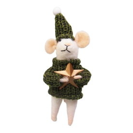 【マラソン限定★最大2000円OFFクーポンあり】ウールクリスマススタンディングマウス ねずみ クリスマス おしゃれ かわいい 北欧 羊毛 温かい 卓上 テーブル 飾り 装飾 置物 インテリア デコレーション パーティー 癒し系 クリスマス