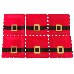 【マラソン限定最大2000円OFFクーポン配布】クリスマスパーティー紙食器プレート6個セット サンタウェア サンタクロース イベント セット 食卓 食器 皿 おしゃれ かわいい 使い捨て ペーパー
