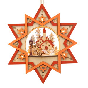 LEDウッド6角クリスマススター ハンギング オレンジ おしゃれ かわいい 北欧 ナチュラル 卓上 テーブル 飾り 装飾 壁掛け 壁 小物 雑貨 電飾 LEDライト アンティーク オブジェ デコレーション