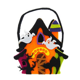 ハロウィンフェルトハウスバッグ ゴースト おしゃれ かわいい 玄関 卓上 ハロウィン ハロウィーン 飾り付け 装飾 店舗装飾 雑貨 小物 お菓子入れ 置物 オブジェ インテリア デコレーション ディスプレイ