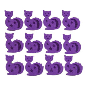 【最大500円OFFクーポン★5/9(土)20:00-5/16(土)01:59】ハロウィンフェルトキャット12枚セット オレンジ&パープル&ブラック ねこ 猫 小さい かわいい 資材 手芸 工作 パーツ 手作り アレンジ DIY 飾り 装飾 店舗 雑貨 小物 秋 かぼちゃ パーティー デコレーション ハロウィン