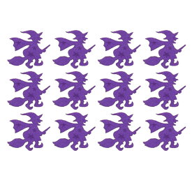 ハロウィンフェルト魔女12枚セット オレンジ&パープル&ブラック ウィッチ 小さい かわいい 資材 手芸 工作 パーツ 手作り アレンジ DIY 飾り付け 装飾 店舗装飾 小物 秋 パーティー デコレーション ディスプレイ ハロウィン