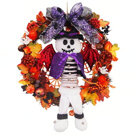【楽天イーグルス感謝祭 当店最大P15倍】ハロウィンリース40cm スプリングゴースト ハロウィーン 大きい 大きめ ナチュラル おばけ ゴースト 魔女 コウモリ 骸骨 飾り付け 壁 部屋 玄関 おしゃれ かわいい 装飾 店舗装飾 飾り 国内生産 子供