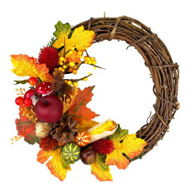 【マラソン限定最大2000円OFFクーポンあり】オータムリース 25cm 玄関 天然素材 造花 ハロウィン 秋 自然 リース 北欧 ナチュラル アートフラワー 飾り ハロウィンインテリア ハロウィン雑貨 装飾 壁掛け 玄関 国産