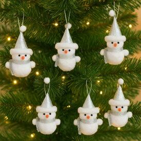 ふわふわスノーマン6個セット シルバー クリスマス クリスマスオーナメント オーナメント 北欧 おしゃれ かわいい 小物 雑貨 飾り付け 飾り 装飾 クリスマスツリー