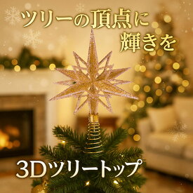 【スーパーSALE限定！最大2000円OFFクーポンあり】3Dツリートップ シルバー ゴールド ホワイト トップスター クリスマスツリー オーナメント 装飾 飾り 飾り付け 星 北欧 おしゃれ 豪華 上品 高級 立体 360度 金 銀 白 オブジェ デコレーション トップスター