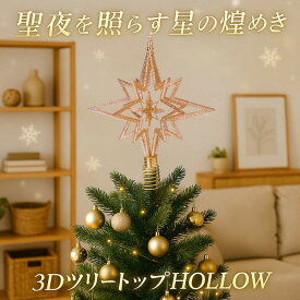 【スーパーSALE限定！最大2000円OFFクーポンあり】3DツリートップHOLLOWシルバー ゴールド ホワイト クリスマスツリー オーナメント 装飾 飾り 飾り付け 星 北欧 おしゃれ 豪華 上品 高級 立体 360度 金 銀 白 デコレーション トップスター ツリートップ