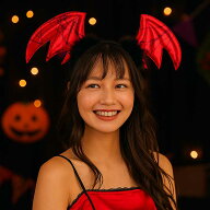 ハロウィンカチューシャ ケモミミこうもりレッド おしゃれ かわいい 雑貨 小物 髪飾り ヘッドアクセサリ…
