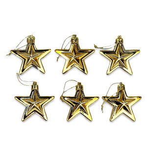 クリスマススターオーナメント ゴールド 6個セット クリスマスツリー オーナメントセット 小さい 飾り 飾り付け 装飾 おしゃれ 北欧 星 小物 雑貨 クリスマス