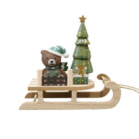 【マラソン限定★最大2000円OFFクーポンあり】ウッドそりスタンド クリスマス 雑貨 ツリー クリスマス雑貨 クリスマスツリー プレゼント ギフト くま そり 卓上 飾り 木製 ディスプレイ サンタ帽 かわいい おしゃれ