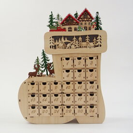 【在庫処分お買い得】ウッドクリスマスアドベントカレンダー ブーツ クリスマス クリスマス置物 卓上 北欧 オブジェ アドベントカレンダー カウントダウン