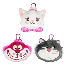 ディズニー ぬいぐるみ ポーチ カラビナ付き マスコット ファスナー キーホルダー マリー チェシャ猫 ルシファー かわいい アクセサリー ポーチ キャラクター グッズ プレゼント ティーズファクトリー