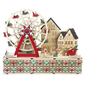LEDクリスマスアドベントカレンダー 観覧車 北欧 遊園地 高級 雑貨 置物 装飾 木製 かわいい おしゃれ 豪華 卓上 テーブル 部屋 玄関 玄関 引き出し お菓子入れ 高級 アドベントカレンダー