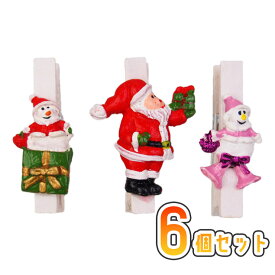 【I3】ウッドクリスマスキャラクタークリップ6個セット クリスマス おしゃれ かわいい 北欧 木製 ナチュラル 温かい 卓上 テーブル 飾り 装飾 置物 小物 雑貨 ステーショナリー サンタクロース スノーマン インテリア デコレーション パーティー クリスマス