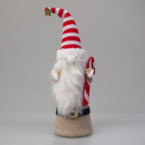【在庫処分お買い得】LEDフェルトステッキ持ちトムテ ぬいぐるみ レッド クリスマス 北欧 冬 おしゃれ かわいい 卓上 テーブル 飾り 装飾 置物 小物 雑貨 サンタクロース サンタさん おしゃ