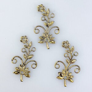アンティークフラワー 3個セット ゴールド 資材 飾り付け パーツ デコレーション メタルパーツ オーナメント 小さい 小さめ 雑貨 装飾 園芸用品 資材 材料 DIY 手作りアクセサリー