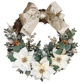 【楽天イーグルス感謝祭 当店最大P15倍】クリスマスリース 45cm レッド ゴールド ブルー 玄関 部屋 扉 北欧 大きい 大きめ 特大 ナチュラル 手作り 赤 上品 高級 豪華 おしゃれ シンプル 飾り 装飾 デコレーション かわいい ドア 壁掛け 国産 神戸クラフト