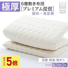 【限定！1,000円OFFクーポンで16,900円＆ポイント5倍】超極厚6層敷布団「プレミアム琵琶」 抗菌防臭 防ダニ 備長炭シート入り 綿100% シングル セミダブル ダブル | 製造から3日以内のお届け 近江ふとん 国産 日本製 高級布団 ボリューム 腰痛対策 腰痛