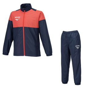 ミズノ MIZUNO JR温(ぬく)ジャケットパンツセット ジュニアウインドブレーカー上下セット 32JGB932-86(ページエントブルー×カイエン)