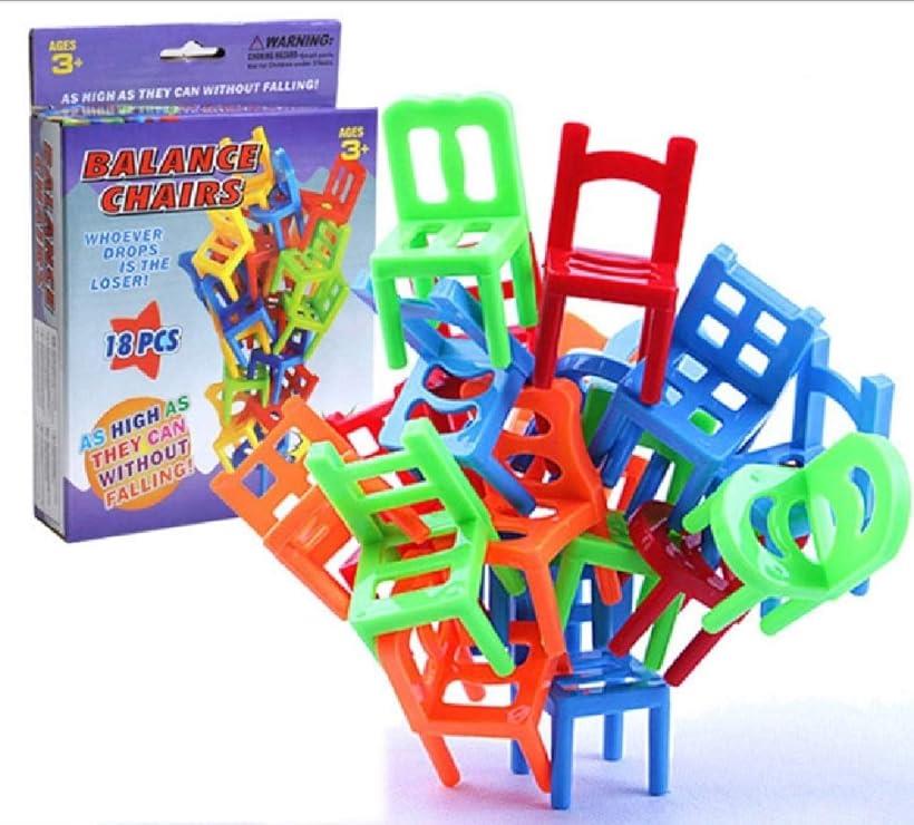 バランスゲーム 椅子 椅子ゲーム 18ピース パズ おもちゃ 積み木 子供 子ども カラフル プレゼント