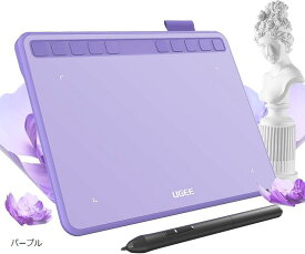 ペンタブレット ペンタブ S640PP 板タブ 6.3×4インチ ショートカットキー10個 8192レベル筆圧 絵描き 充電不要ペン OTGアダプター付き イラスト入門用 超薄型 携帯便利 Windows/Mac/Linux/Android/スマホに対応 初心者/学生向け（パープル）