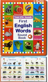 英単語サウンドブック 基礎英単語 モンテッソーリ おしゃべりブック 464語 音楽6曲 動物 果物 野菜 虫 乗り物 自然など 音がでる絵本 英語フラッシュカード 幼児 プリスクール 小学生 幼児教育 幼児英語 知育玩具