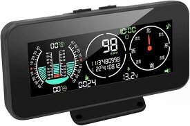 互換品小型 クリノメーター HUD GPS 電子コンパス 車 速度計 車の角度 傾斜計 ピッチ角 水平 バッテリー電圧 自動調光 LCD表示 過速度警報機能 オフロード 汎用品 (ブラック)