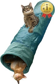 【楽天ランキング1位入賞】獣医師監修 猫 トンネル おもちゃ モケット生地 オックスフォードクロス 折りたたみ 直径25cm 長さ90cm ポンポンボール付き グリーン (グリーン)