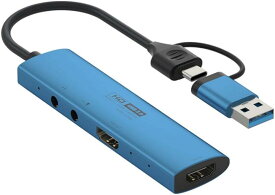 HDMIキャプチャーカード USB3.0 & Type C 2in1 4K 60fps 遅延なしビデオキャプチャカード hdmi usb 変換 マイクと3.5mm音声出力 Windows/Linux/Mac OS X/PS4/Xbox One/Switch/OBS Studio対応