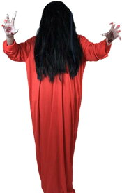 ハロウィン幽霊 コスプレ衣装 仮装 パーティーグッズ フリーサイズ 2点セット 衣装+ウイッグ 赤/ホワイト (赤)