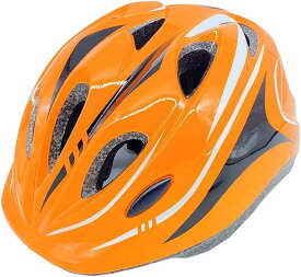 子供用ヘルメット 自転車用 自転車ヘルメット 流線型 サイズ調整可能 洗濯可能 脱着可能シールド アゴパッド付き( オレンジ, 頭囲 49cm～59cm)