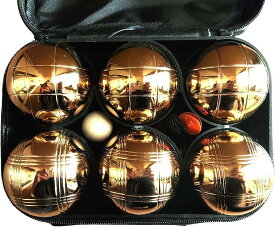 ペタンク ボール ブール ゴールド 6個セット 直径72mm 公式規格 普及用 練習用 ケース・木製ビュット・メジャー付き (ゴールド)
