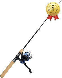 【楽天ランキング1位入賞】/釣竿セットコンパクトロッド スピニングリール ロッド全長100cm ライン付き ナイロンライン付 (ブルー, 100cm)