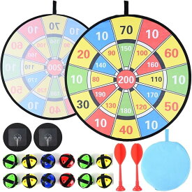 【楽天ランキング1位入賞】ダーツボード おもちゃ 的当て ゲーム 折りたためる 72cm 粘着ボール 12個 針なし 粘着式 折り畳み式 コンパクト 収納袋付き(赤)