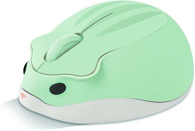 【全品P5倍★ワンダフルデー】無線 小型 2.4Ghz ワイヤレスマウス ハムスターの形 静音マウス 軽量 電池式 (緑)