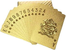 [キャット ハンド] トランプ プラスチック ゴージャス カードゲーム カード 両面 折れにくい 防水 マジック 専用箱ケース(黄金/ゴールド)