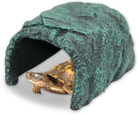 【楽天ランキング1位入賞】リクガメ シェルター 爬虫類 亀 陸地 浮島 ロックシェルター 隠れ家 水槽 カメ ゲージ 特大 大型 (グリーン)