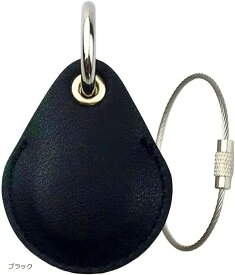 エアタグ AirTag レザー ケース キーホルダー カード 革 防水 かわいい 子供 耐衝撃 ワイヤー 犬 スマートトラッカー 全面保護 持ち運びに便利 車のカギ カバン 荷物 財布 バッグにかける 擦傷防止 紛失防止 軽量 (ブラック)