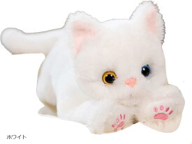 猫 ぬいぐるみ ねこ 抱き枕 おもちゃ ふわふわ リアル かわいい ギフト (ホワイト)